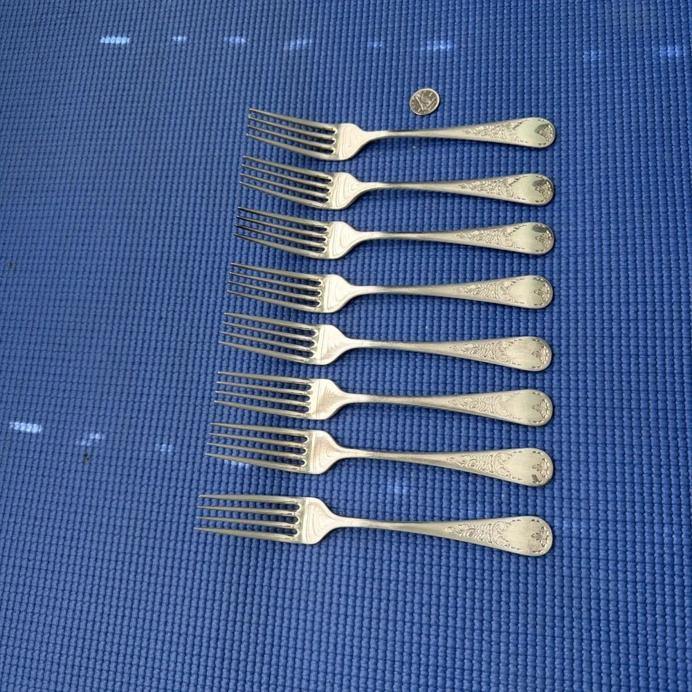 Vintage Birks Regency Plate Queen Mary - silverplate, Set 8 Luncheon Forks 7